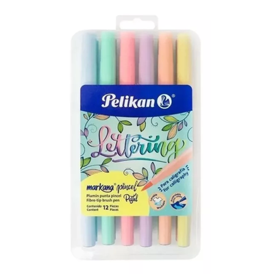 MARCADOR PELIKAN MARKANA PUNTA PINCEL PASTEL BLISTER X 12 COLORES