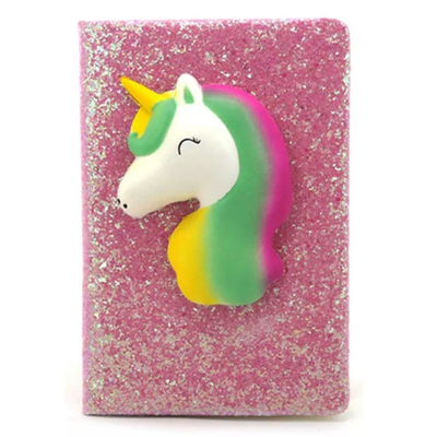 CUADERNO SQUEEZE UNICORNIO BRILLO TRENDY ROSA