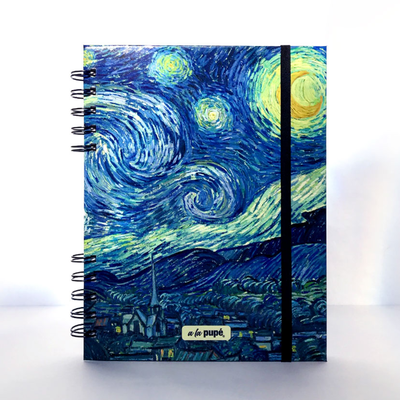 CUADERNO A5 ESPIRALADO 80 HOJAS LISAS LA NOCHE ESTRELLADA A LA PUPE