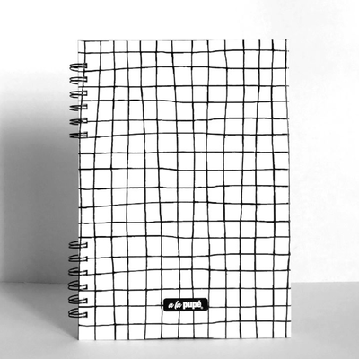 CUADERNO A5 ESPIRALADO 80 HOJAS LISAS CUADRILLE (N&B) A LA PUPE