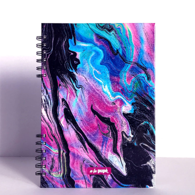 CUADERNO A5 ESPIRALADO 80 HOJAS LISAS MARMOL VIOLETA A LA PUPE