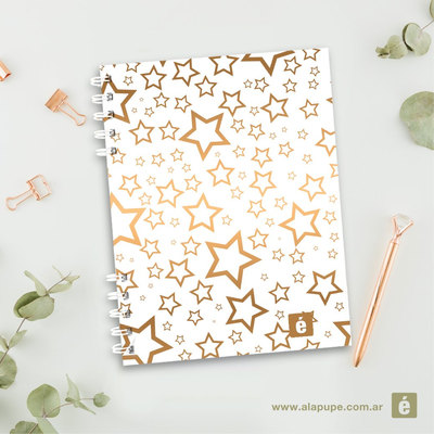 CUADERNO A5 ESPIRALADO 80 HOJAS LISAS ESTRELLAS A LA PUPE