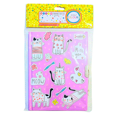 DIARIO INTIMO EN BLISTER 13X18CM GATITOS COLOURS