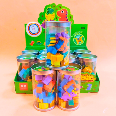 SET DE GOMA DINO EN BARRIL X12U COLOURS