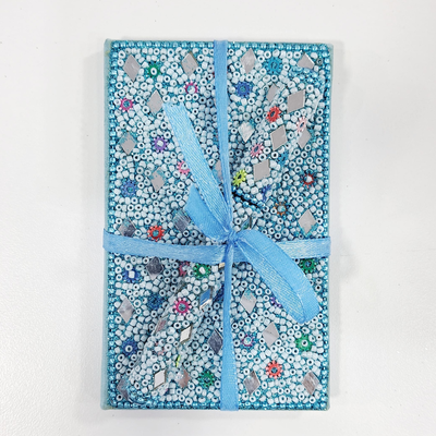 SET LIBRETA MEDIANA CON BOLIGRAFO PASTEL CELESTE