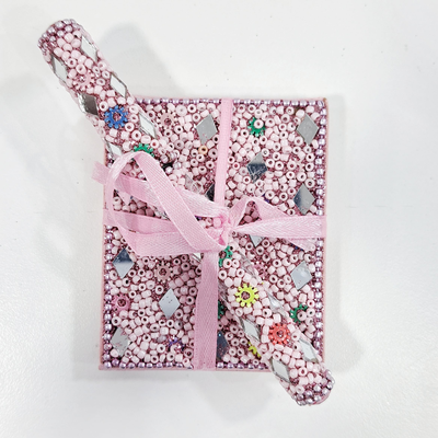 SET LIBRETA CHICA CON BOLIGRAFO COLOR PASTEL ROSA