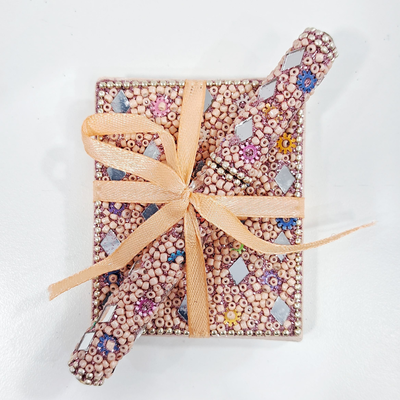 SET LIBRETA CHICA CON BOLIGRAFO COLOR PASTEL SALMON