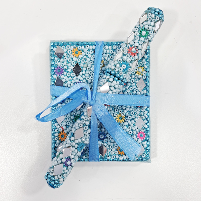 SET LIBRETA CHICA CON BOLIGRAFO COLOR PASTEL CELESTE