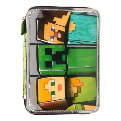 CARTUCHERA CRESKO DE 1 PISO PVC MINECRAFT (MI512) + UTILES