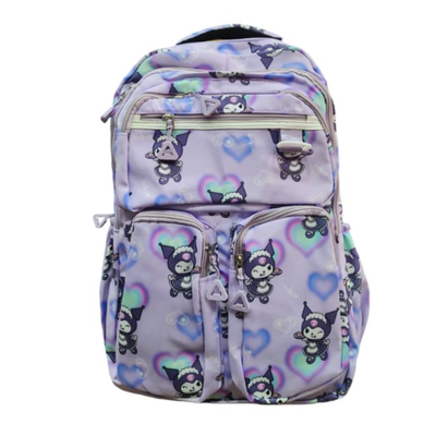 MOCHILA KUROMI CON BOLSILLOS VIOLETA PASTEL 18"