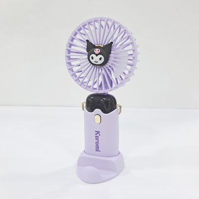 MINI VENTILADOR PORTATIL KUROMI LILA CON BASE PORTA CELULAR