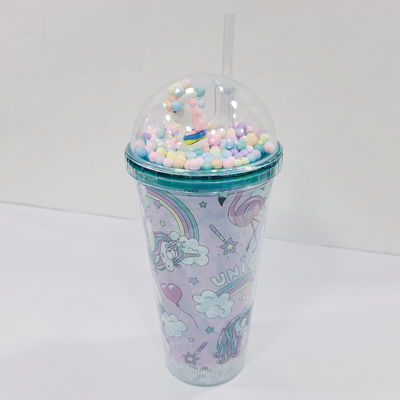 VASO UNICORNIO GEL CON CONFETI Y LUZ VERDE ESMERALDA