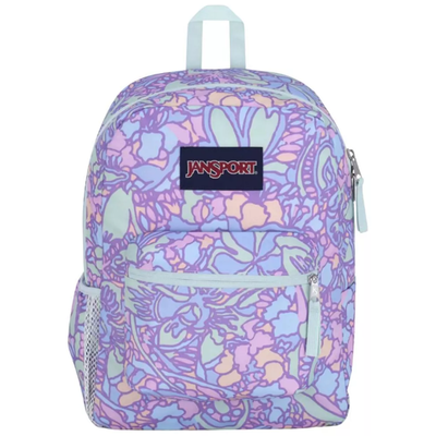 MOCHILA JANSPORT CROSS TOWN FLORAL PASTEL LILA 26 L