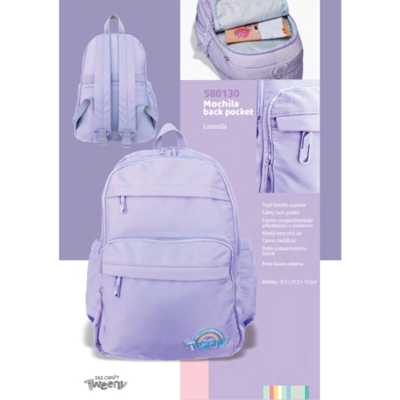 MOCHILA TWEENY POLYESTER 18" LAVANDA