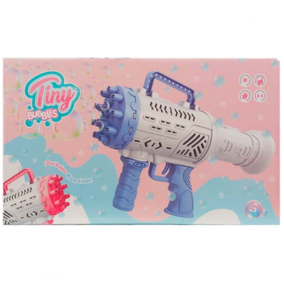 TINY BUBBLES BURBUJERO PISTOLA CELESTE Y BLANCO