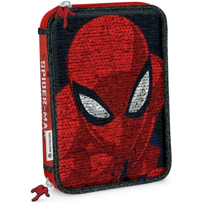 CARTUCHERA MULTISCOPE DE 2 PISOS SPIDERMAN LENTEJUELAS