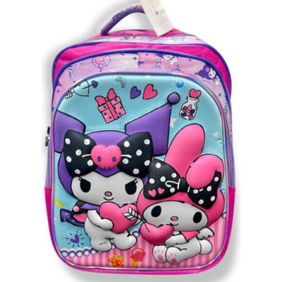 MOCHILA 14" 2 CIERRE KUROMI Y MY MELODY