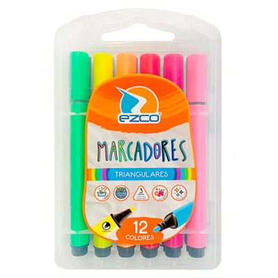 MARCADORES TRIANGULARES EXZCO X12 COLORES