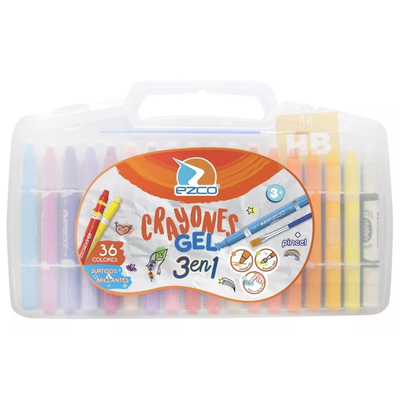 CRAYONES GEL ACUARELABLES EZCO X36U + PINCEL