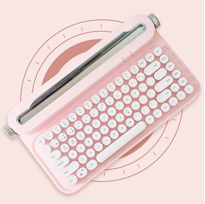 TECLADO VINTAGE IBICRAFT INALAMBRICO ROSA PINK