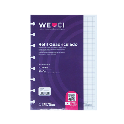 REPUESTO CUADERNO INTELIGENTE A5 CUADRICULADO 90 GRS