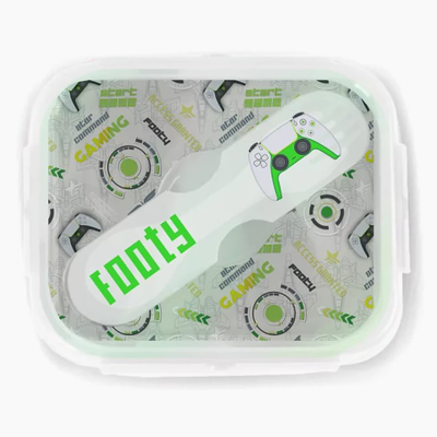 LUNCHERA PLEGABLE DE SILICONA CON TAPA RIGIDA FOOTY