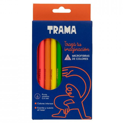 MICROFIBRAS DE COLORES TRAMA ESCOLAR BLISTER X10