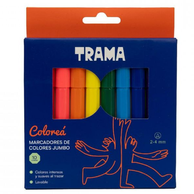 MARCADOR TRAMA JUMBO BLISTER X10 COLORES