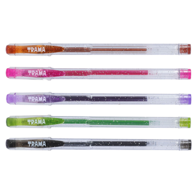 ROLLER BALL TRAMA GEL GLITTER X5 COLORES