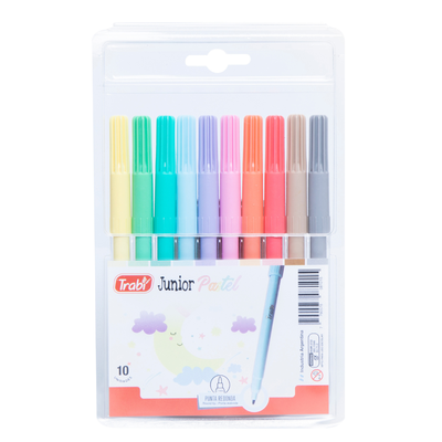 MARCADOR PUNTA MEDIA JUNIOR TRABI COLORES PASTELES X10 UNIDADES