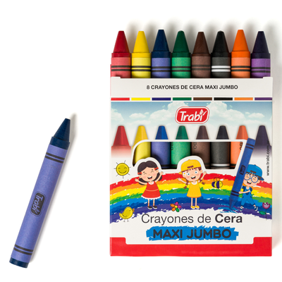 CRAYONES DE CERA TRABI MAXI JUMBO X 8 COLORES