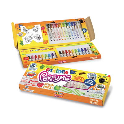 SET DE 30 MARCADORES PERFUMADOS + STICKERS CARIOCA