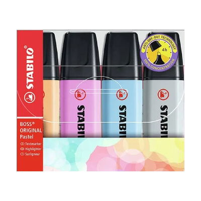 RESALTADOR STABILO BOSS PASTEL X 4 ESTUCHE