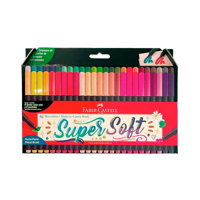 SET DE MARCADORES SUPER SOFT FABER CASTELL PUNTA PINCEL X50
