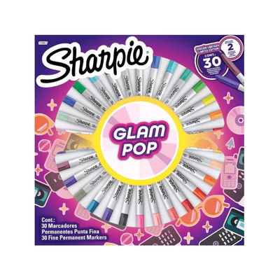 MARCADOR SHARPIE GLAM POP RULETA X 30 COLORES