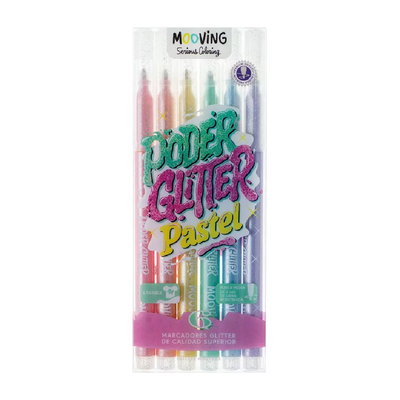 MARCADORES CON GLITTER PASTEL MOOVING X6 U