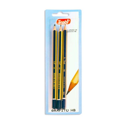 LAPICES GRAFITO TRABI 2H/HB/2B X3 U