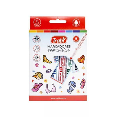 MARCADORES PARA TELA X8 COLORES TRABI