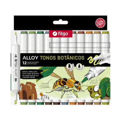MARCADOR FILGO DOBLE PUNTA ALLOY X12 BOTANICOS