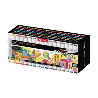 SET MARCADORES FILGO ALLOY DOBLE PUNTA X96 TONOS SURTIDOS
