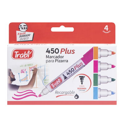 MARCADOR TRABI PARA PIZARRA 450 PLUS X4 SURTIDOS