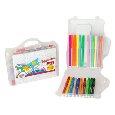 VALIJA SUPER PUZZLES ROMPECABEZAS/LAP. DE COLORES/MARCADORES PASTEL/MARCADORES TRABI
