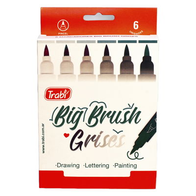 MARCADOR TRABI BRUSH GRISES PUNTA PINCEL
