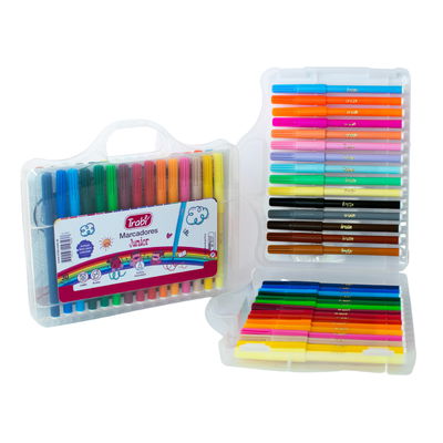 VALIJA MARCADORES JUNIOR X30 PIEZAS CON LIBRITO PARA COLOREAR TRABI