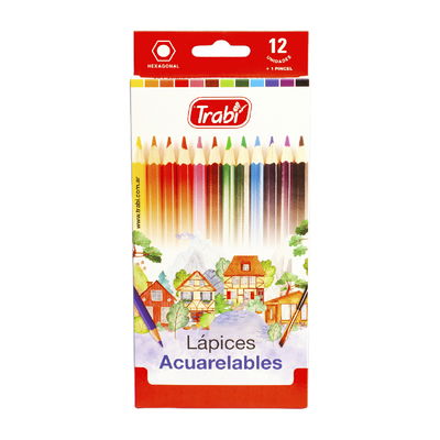 LAPICES DE COLORES ACUARELABLES TRABI X12 COLORES LARGOS