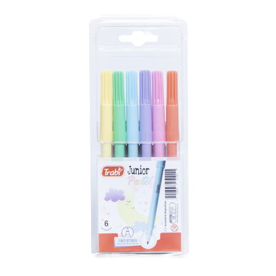 MARCADOR JUNIOR TRABI PASTEL X6 COLORES PASTELES