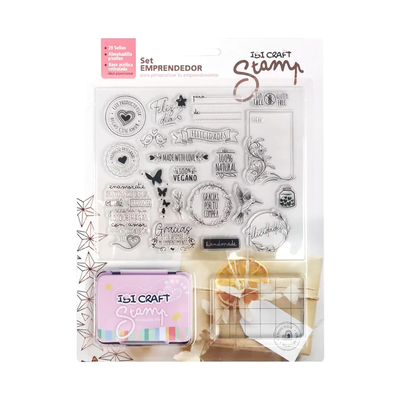 SET SELLO STAMP IBICRAFT EMPRENDEDOR (SELLOS + ALMOHADILLA + BASE)