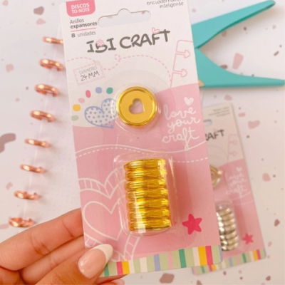 8 DISCOS IBICRAFT DE EXPANSION DE 24 MM CORAZON DORADO