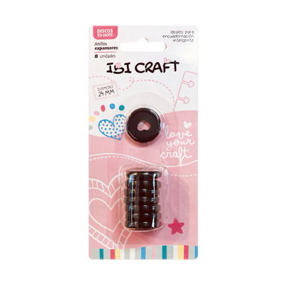 8 DISCOS IBICRAFT DE EXPANSION DE 24 MM CORAZON NEGR0
