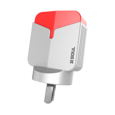 CARGADOR SOUL FAST CHARGE CON 3 PUERTOS USB LIGHTNING ROJO